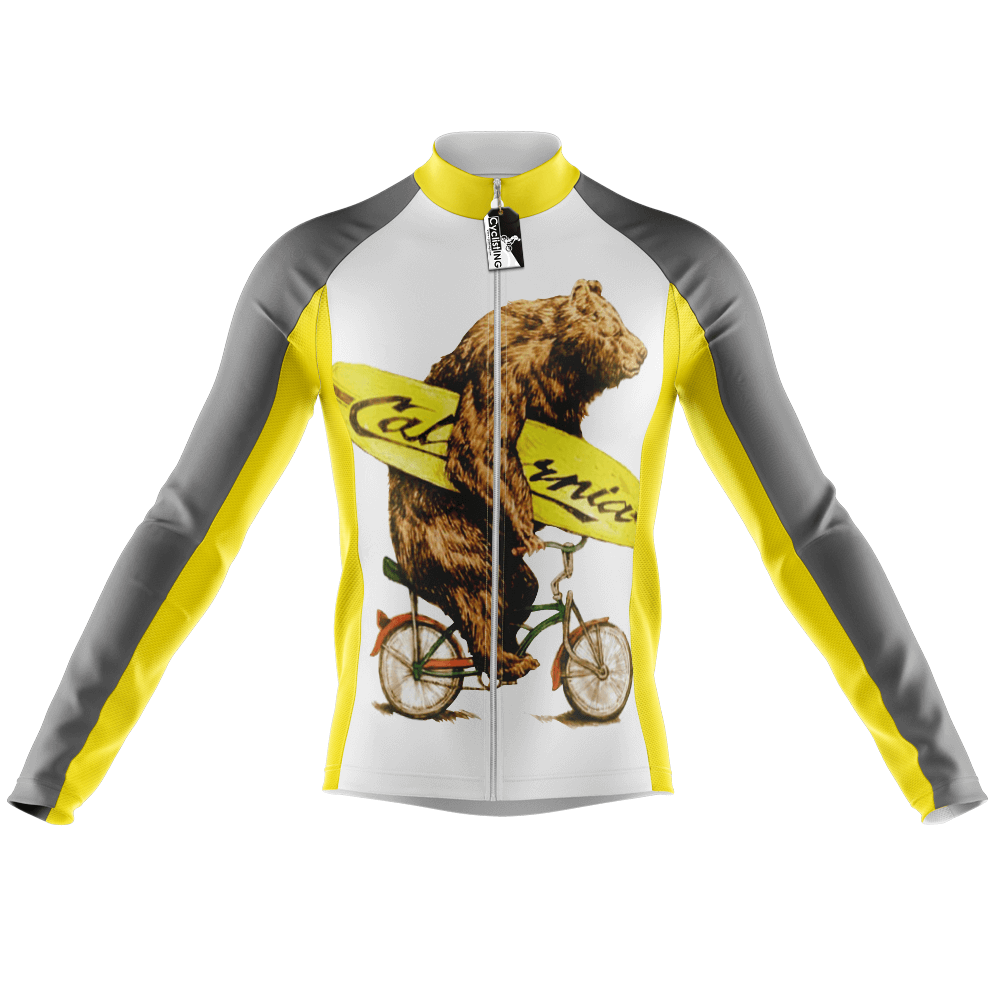 California Ride Bear Long Sleeve Cycling Jersey GoVelo Clothing UK