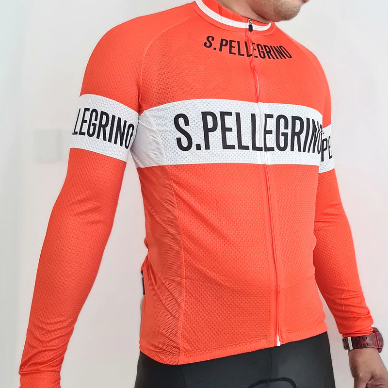 San Pellegrino Retro Long Sleeve Cycling Jersey GoVelo Clothing UK