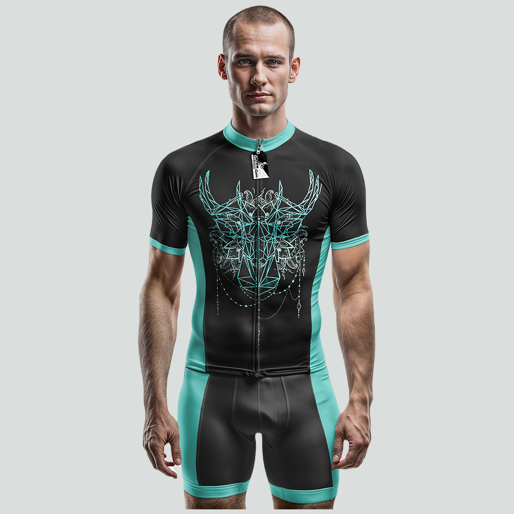 Maglia da ciclismo manica corta geometrica cervo