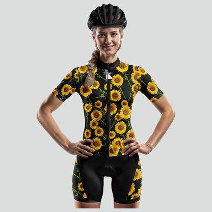 Maglia da ciclismo a manica corta girasole