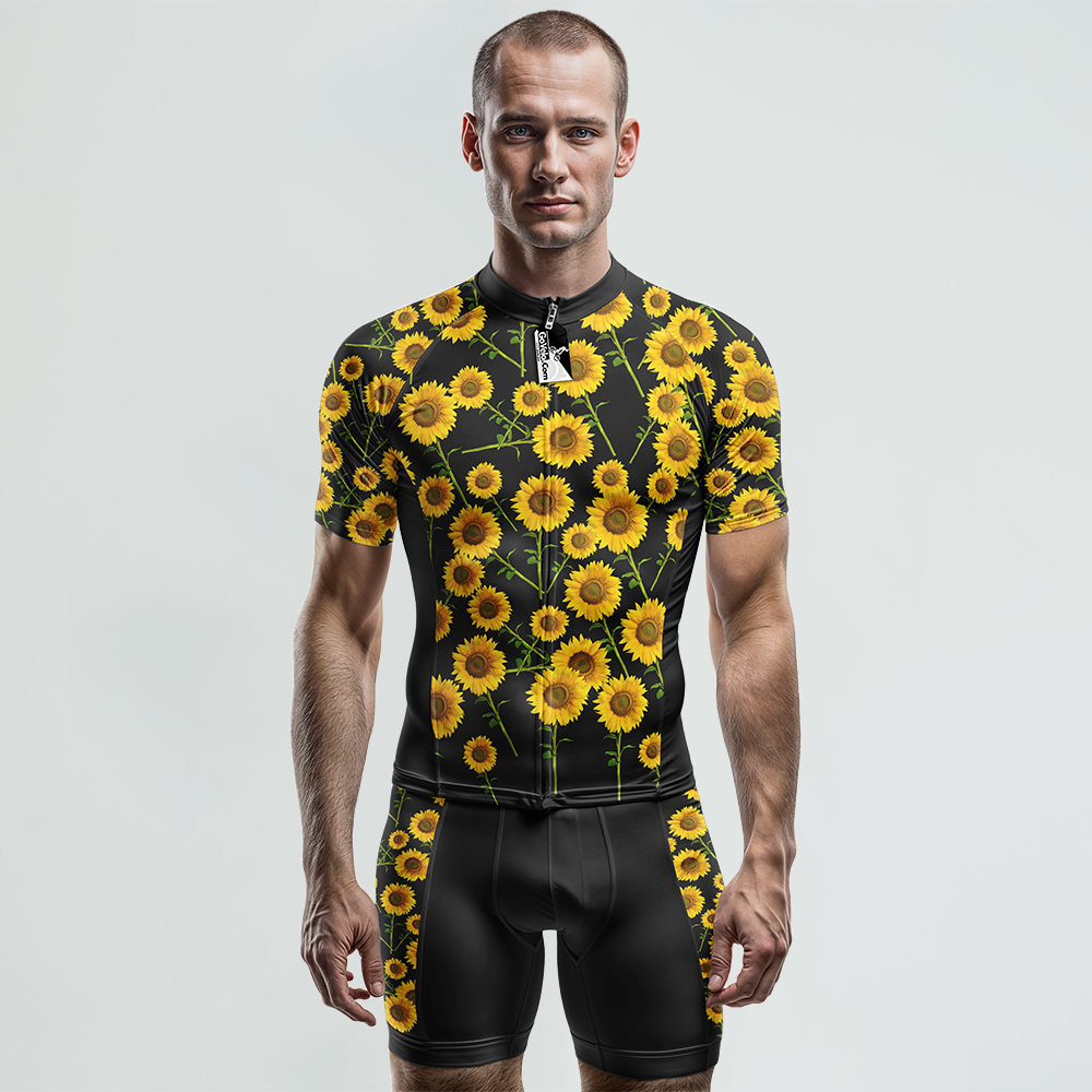 Maglia da ciclismo a manica corta girasole