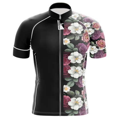 Flowers Black Short Sleeve Cycling Jersey