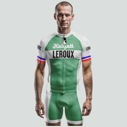 Maglia da ciclismo retrò Helyett Leroux Pro manica corta