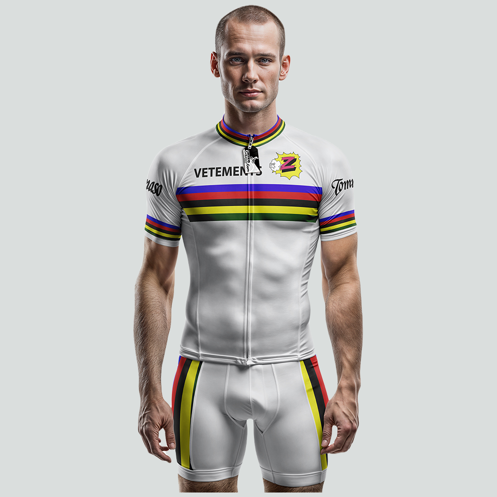 Maglia da ciclismo Retro White Team Z Vetements manica corta