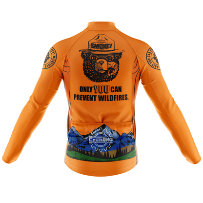 Retro Smokey Bear Long Sleeve Cycling Jersey