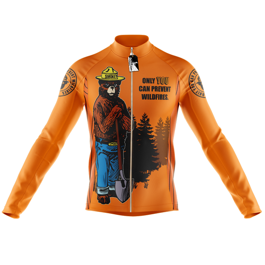 Maglia da ciclismo a manica lunga retrò Smokey Bear