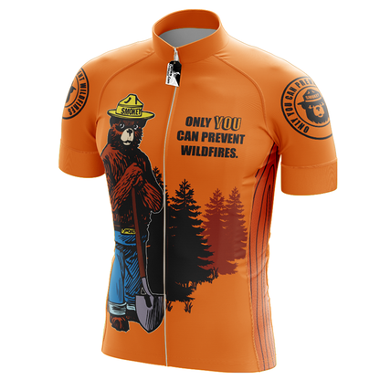 Retro Smokey Bear Prevent Wildfires Cycling Jersey Short Sleeve