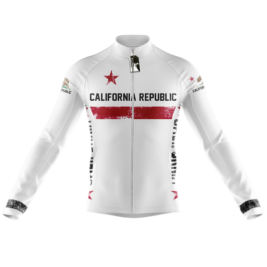 Maglia da ciclismo a maniche lunghe bianca della California Republic