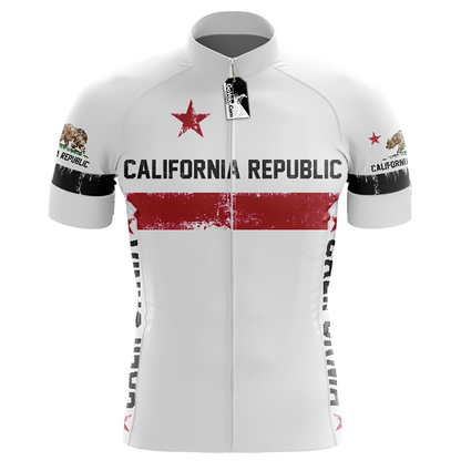 California Republic White Cycling Jersey Short Sleeve