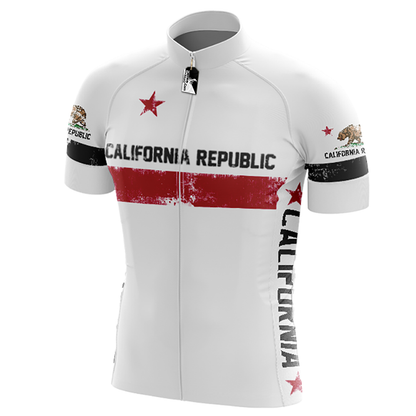 California Republic White Cycling Jersey Short Sleeve