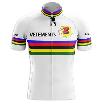 Maglia da ciclismo Retro White Team Z Vetements manica corta