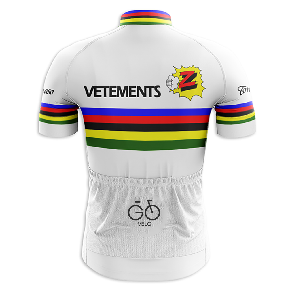 Maglia da ciclismo Retro White Team Z Vetements manica corta