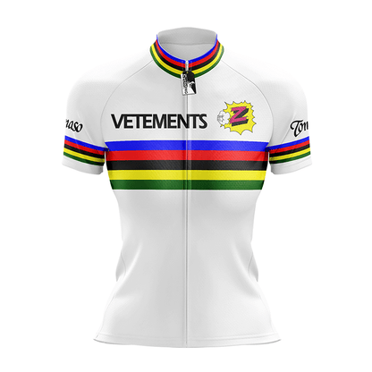 Maglia da ciclismo Retro White Team Z Vetements manica corta