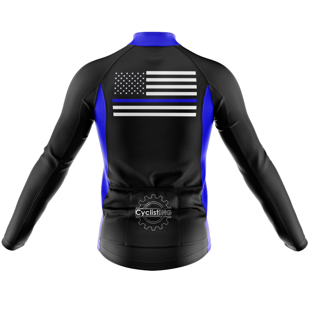 Blue American Long Sleeve Cycling Jersey