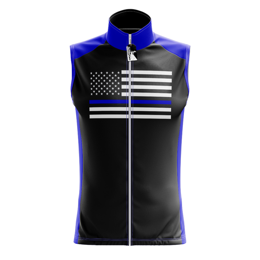 Maglia da ciclismo smanicata blu americana