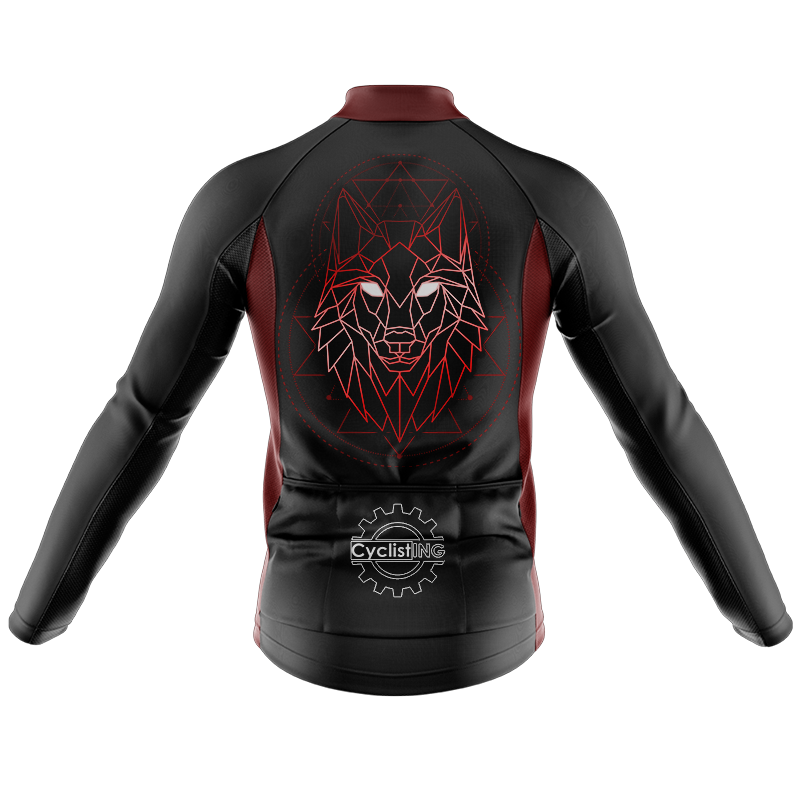 Geometric Wolf Long Sleeve Cycling Jersey