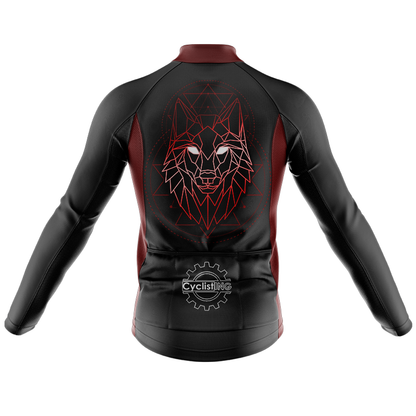 Geometric Wolf Long Sleeve Cycling Jersey