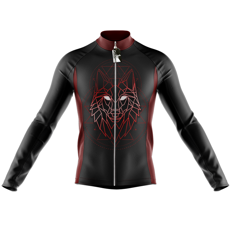 Geometric Wolf Long Sleeve Cycling Jersey