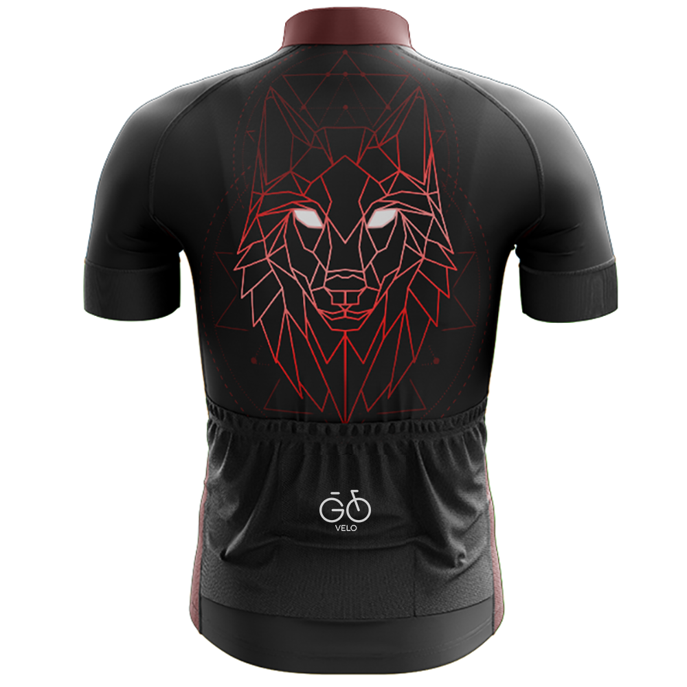 Kurzarm-Radtrikot mit geometrischem Wolf