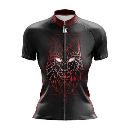 Geometric Wolf Short Sleeve Cycling Jersey