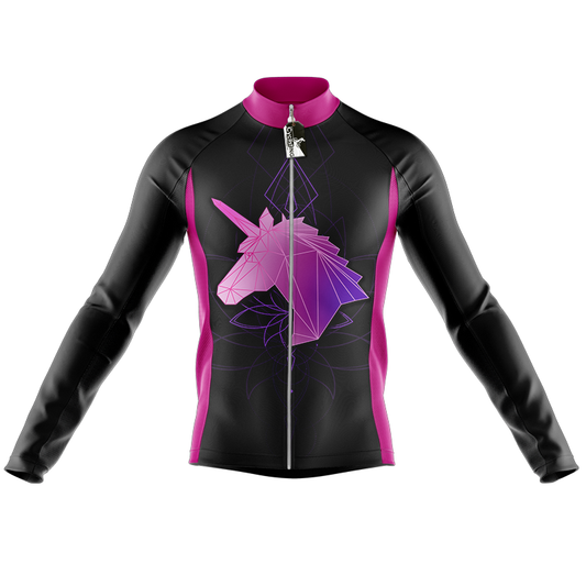 Maglia da ciclismo a maniche lunghe con unicorno geometrico