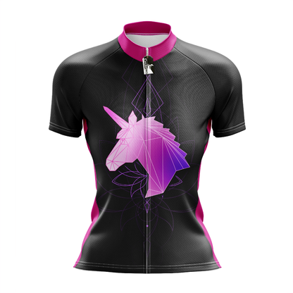 Maglia da ciclismo a maniche corte con unicorno geometrico