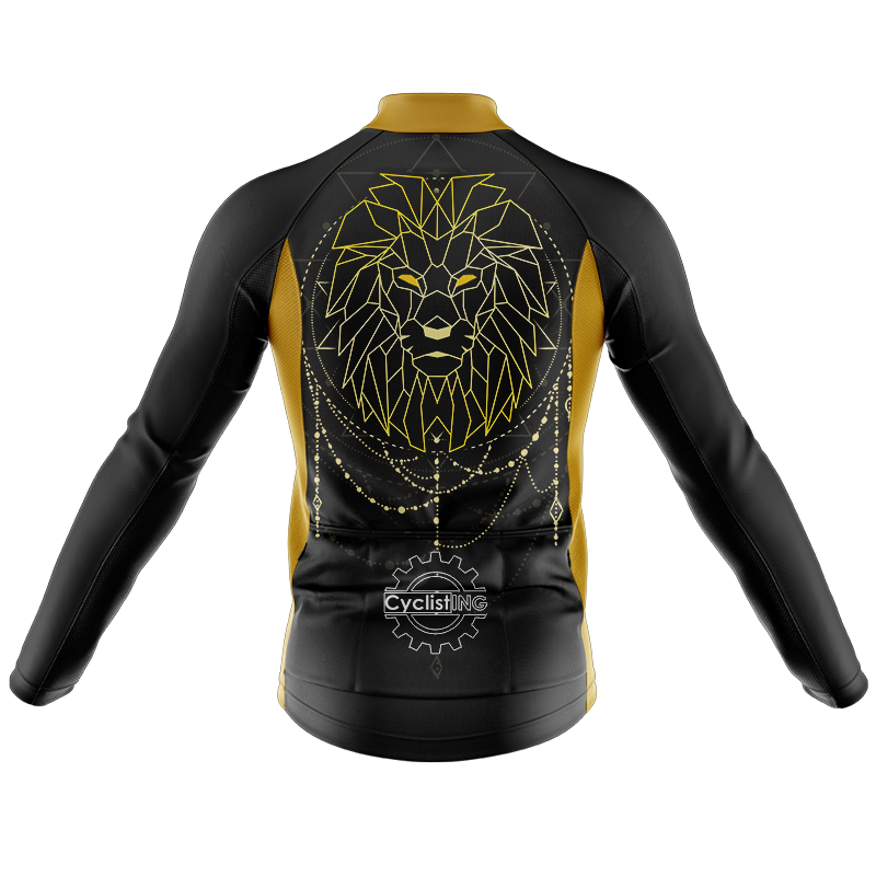 Maglia da ciclismo a maniche lunghe con leone geometrico