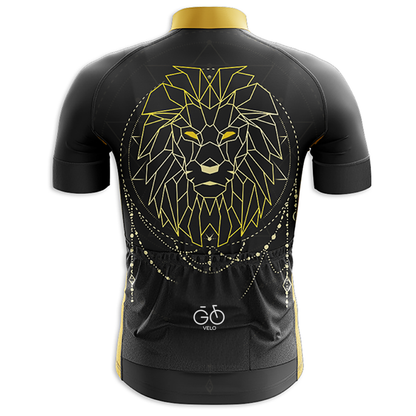 Maglia da ciclismo a maniche corte con leone geometrico