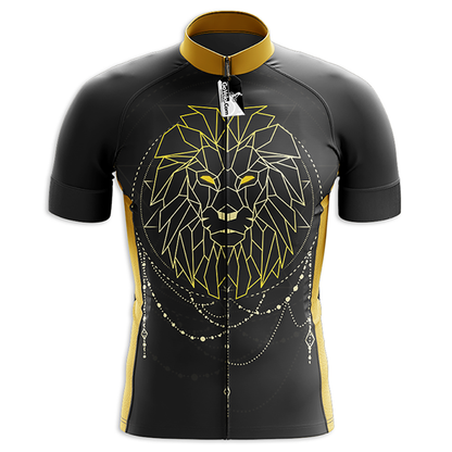 Maglia da ciclismo a maniche corte con leone geometrico