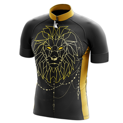 Maglia da ciclismo a maniche corte con leone geometrico