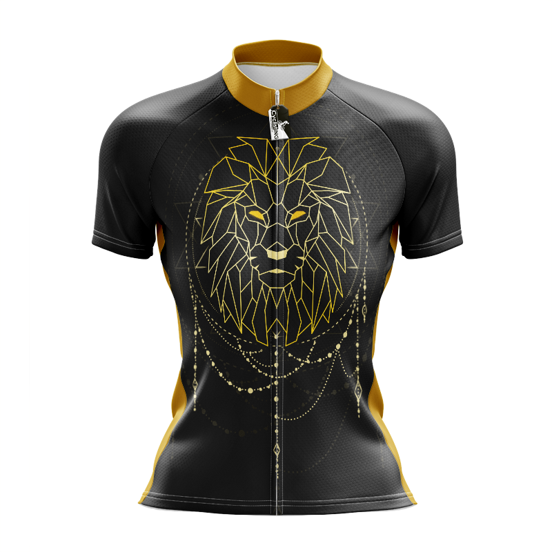 Maglia da ciclismo a maniche corte con leone geometrico