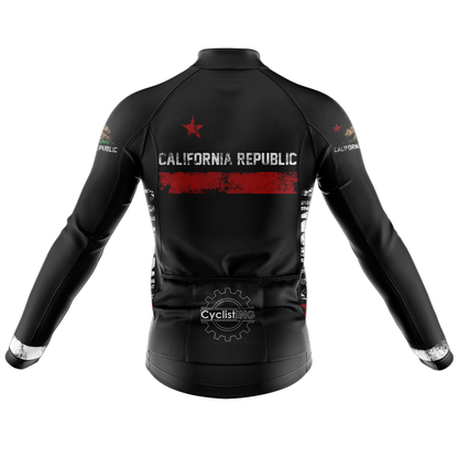 Maglia da ciclismo a manica lunga nera California Republic