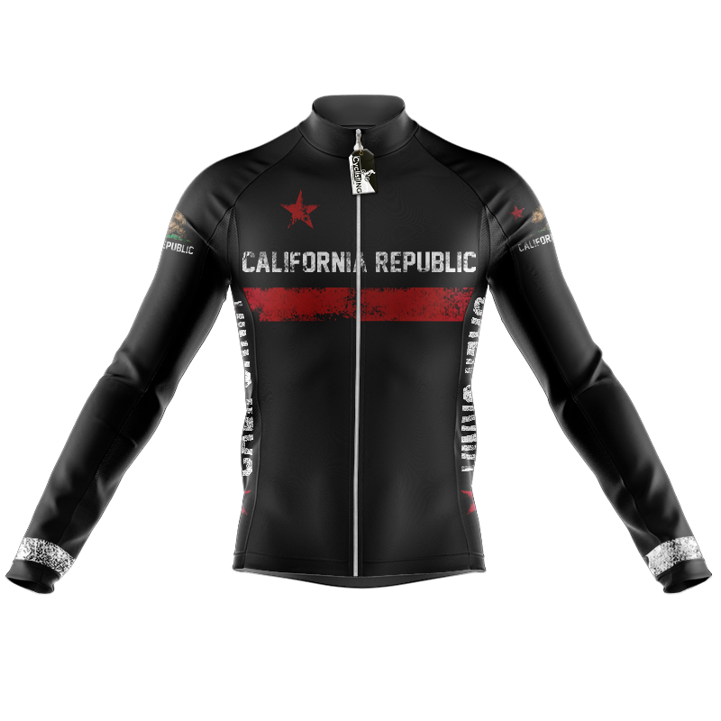 Maglia da ciclismo a manica lunga nera California Republic