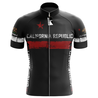 Maglia da ciclismo a maniche corte nera California Republic