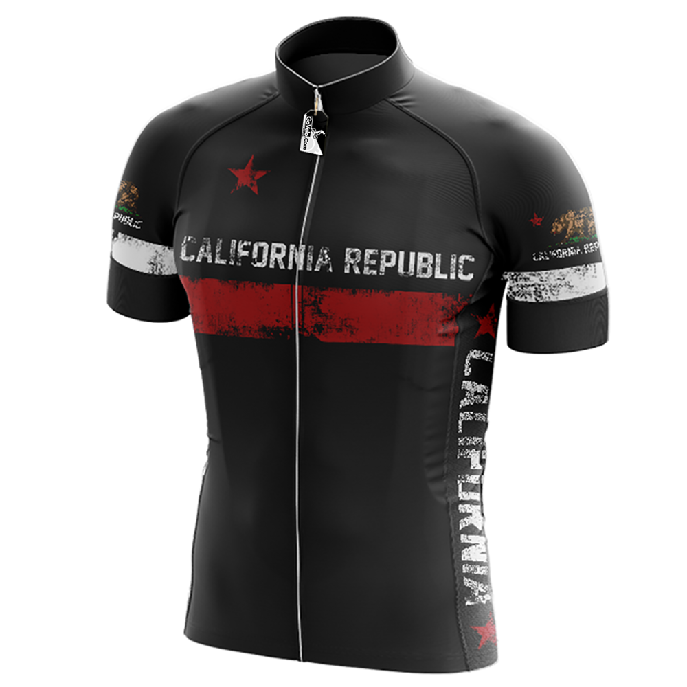 Maglia da ciclismo a maniche corte nera California Republic