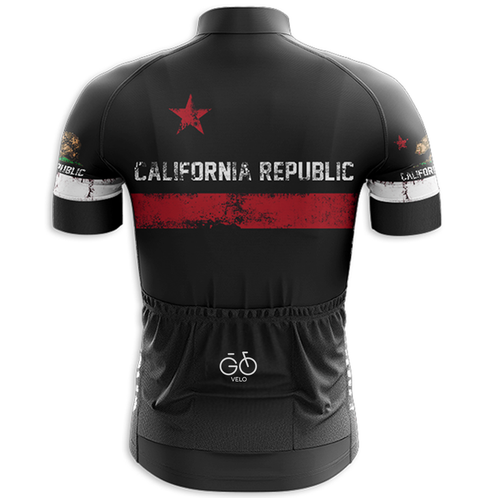 Maglia da ciclismo a maniche corte nera California Republic