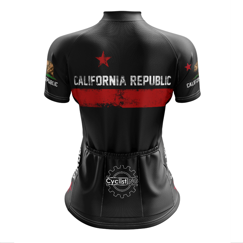 Maglia da ciclismo a maniche corte nera California Republic