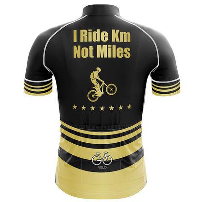 I Ride Km Not Miles Maglia da ciclismo manica corta