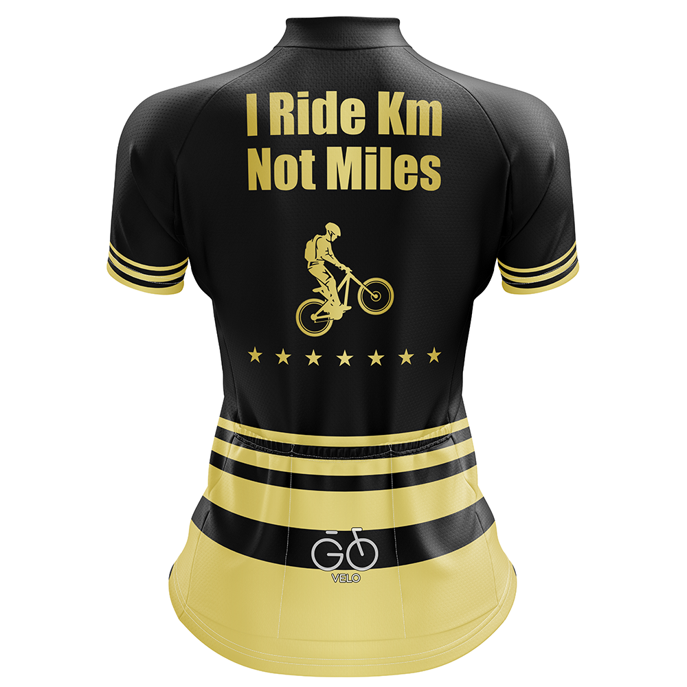 I Ride Km Not Miles Maglia da ciclismo manica corta