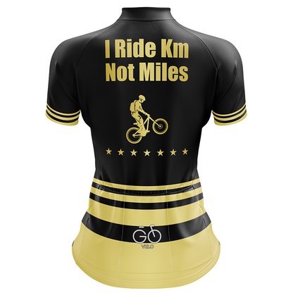 I Ride Km Not Miles Maglia da ciclismo manica corta