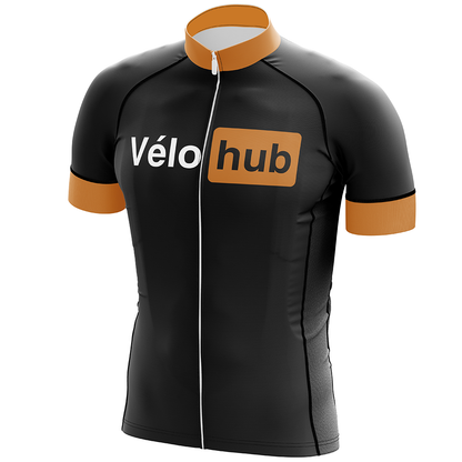 VéloHub – Schwarzes Radtrikot mit kurzen Ärmeln