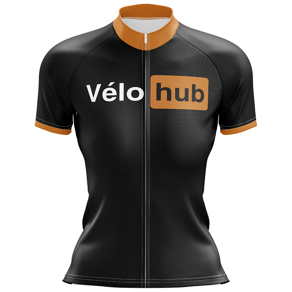 VéloHub – Schwarzes Radtrikot mit kurzen Ärmeln