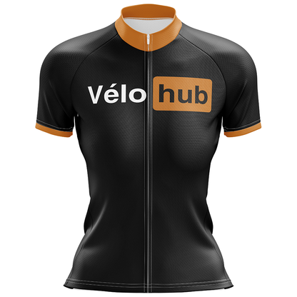 VéloHub – Schwarzes Radtrikot mit kurzen Ärmeln